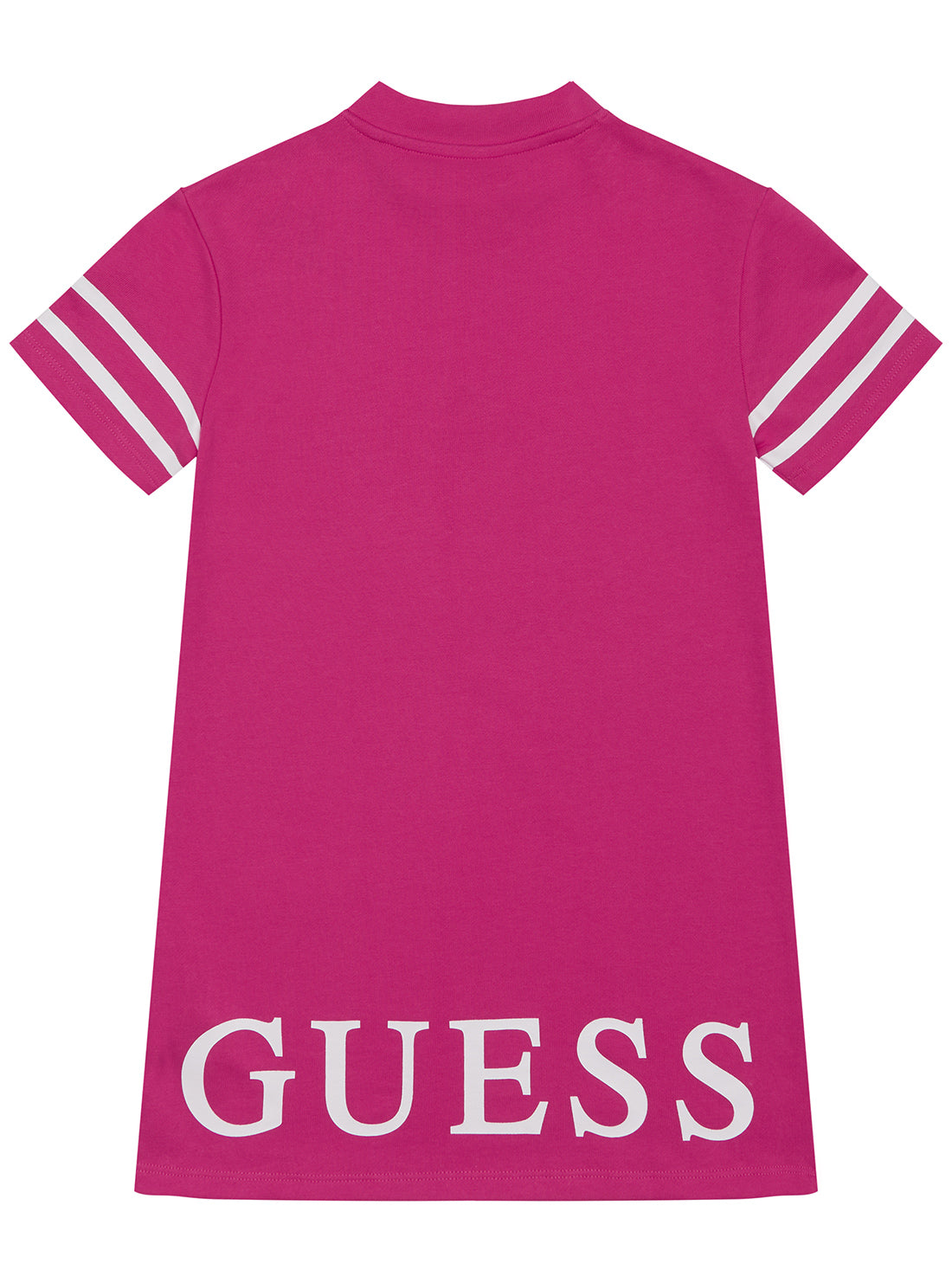 GUESS Bright Pink French Terry Short Sleeve Dress (8-16) back view