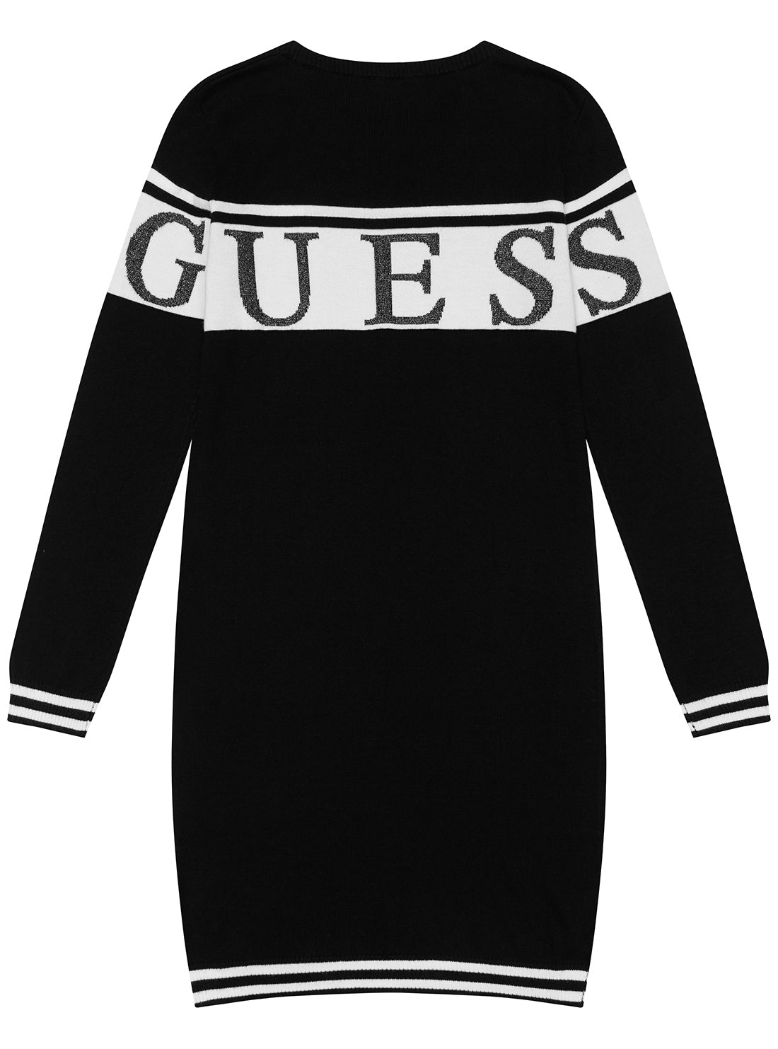 GUESS Black Long Sleeve Knit Dress (7-16) back view