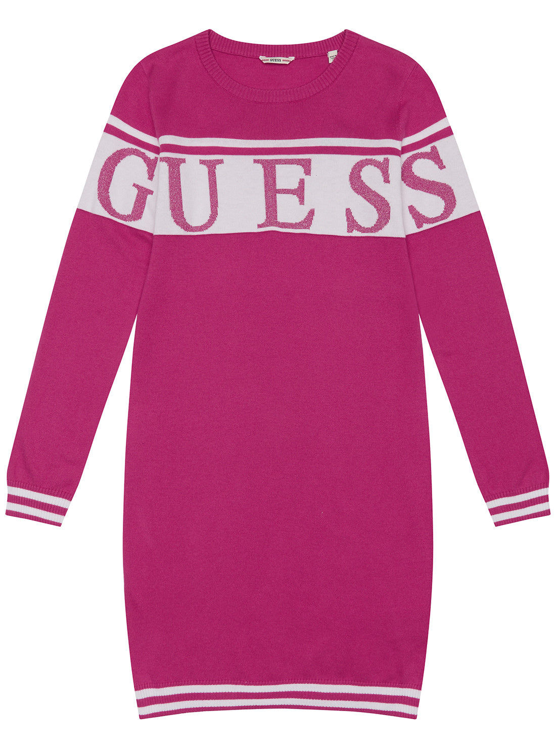 GUESS Pink Long Sleeve Knit Dress (7-16) front view