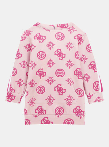 GUESS Pink Logo Hooded Dress front view