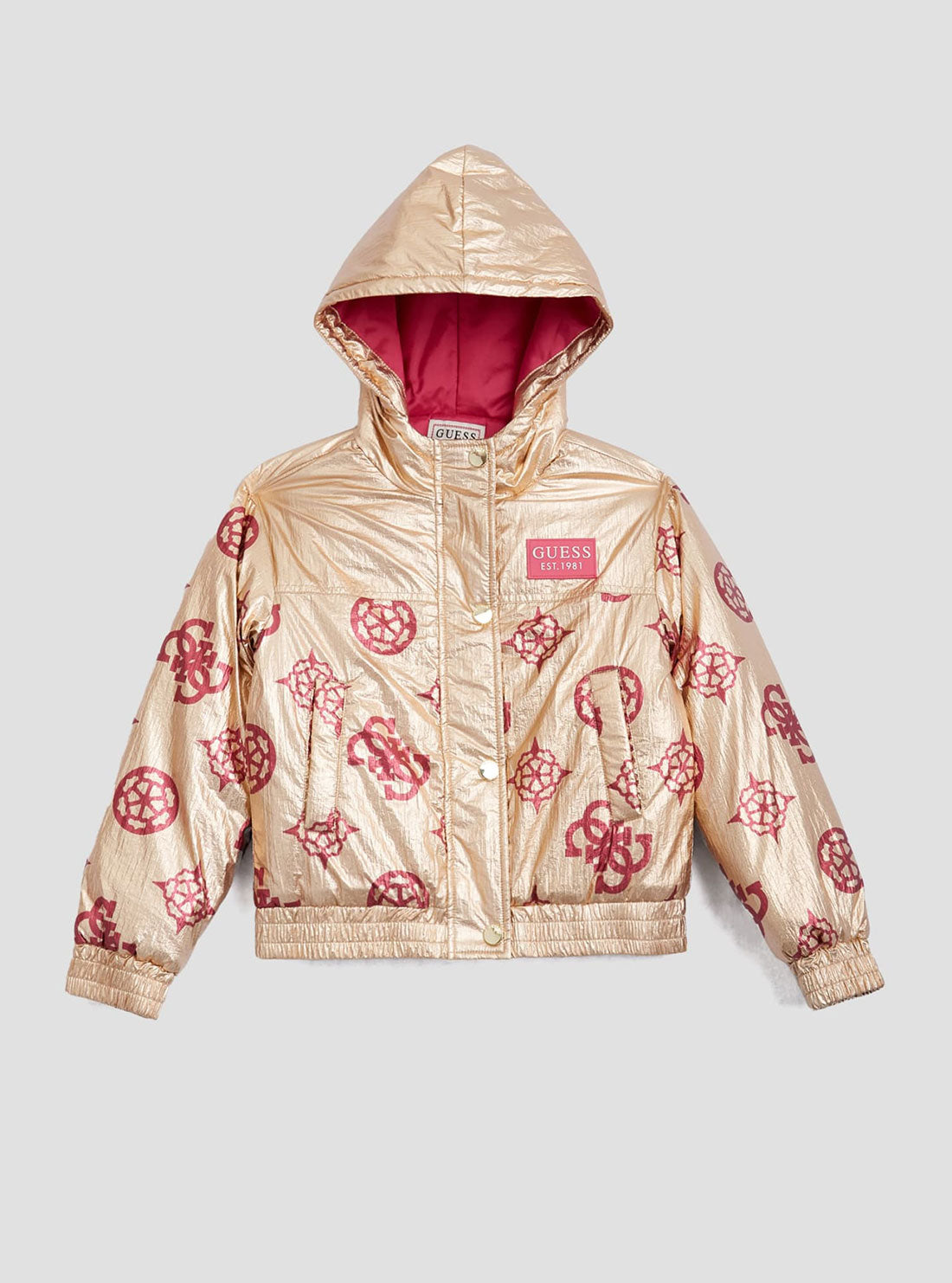 GUESS Pink Logo Padded Jacket (7-16) front view