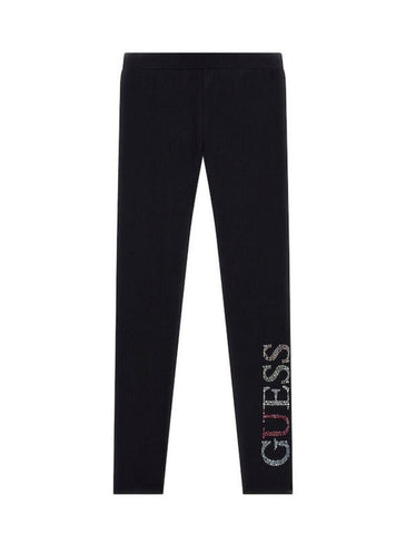 GUESS Kids Black Logo Leggings (7-16) J4GB10J1314 Front View