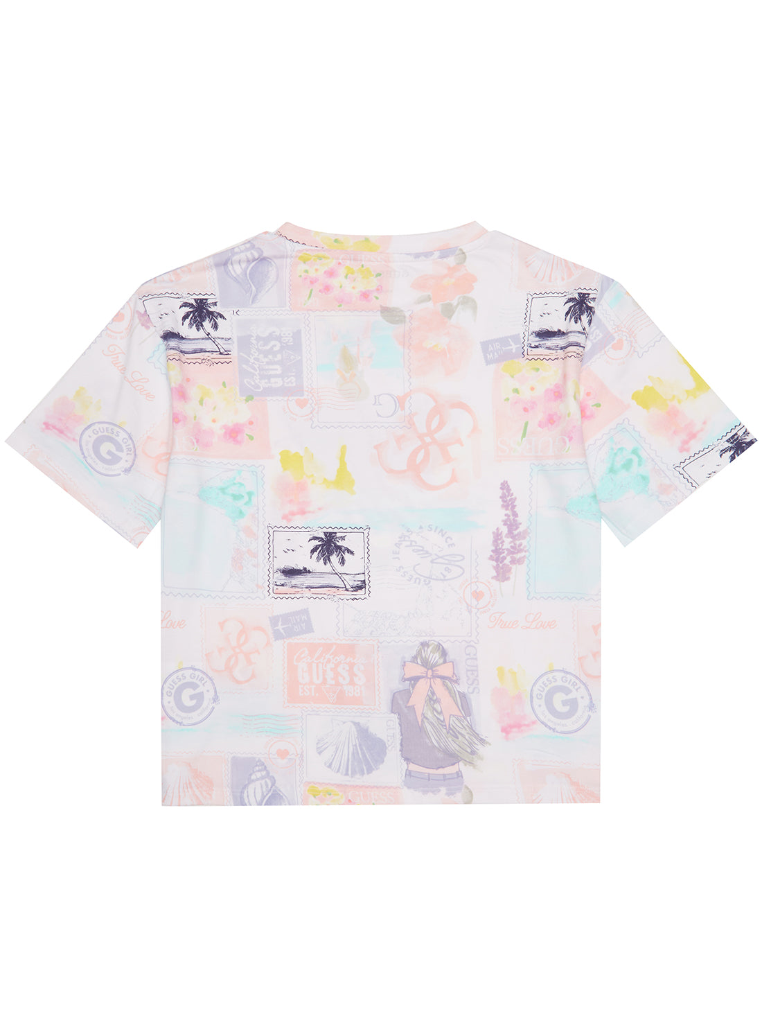 GUESS Paradise Print Short Sleeve T-Shirt (7-16) back view