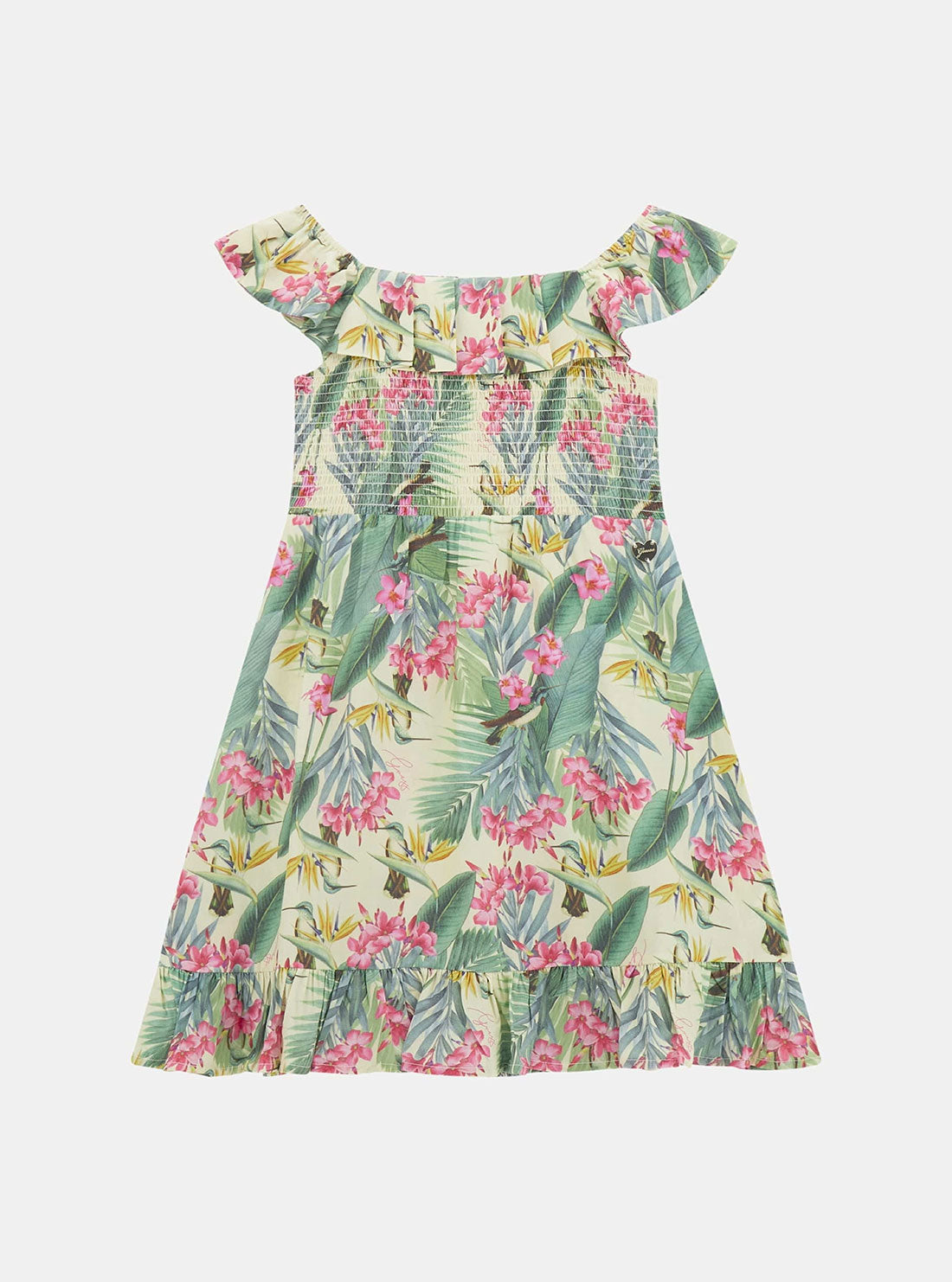 GUESS Botanical Print Poplin Dress (7-16) front view