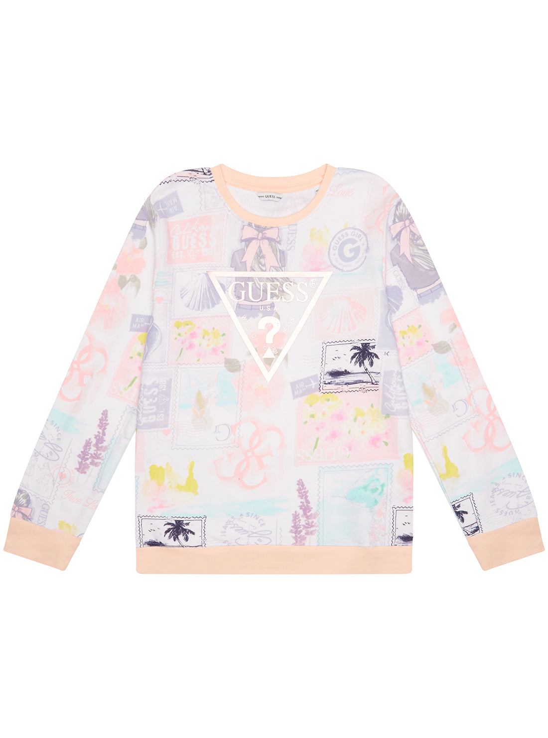 GUESS Paradise Collage Long Sleeve Jumper (7-16) front view