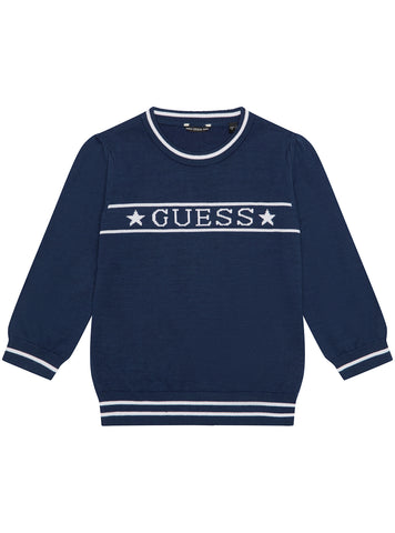 GUESS Navy 3/4 Sleeve Jumper (7-16) front view