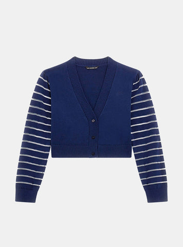 GUESS Navy Long Sleeve Cardigan (7-16) front view