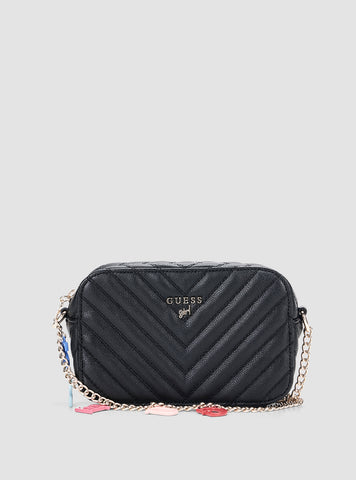GUESS Accessories Black Quilted Camera Bag J4GZ23WFZL0 Front View