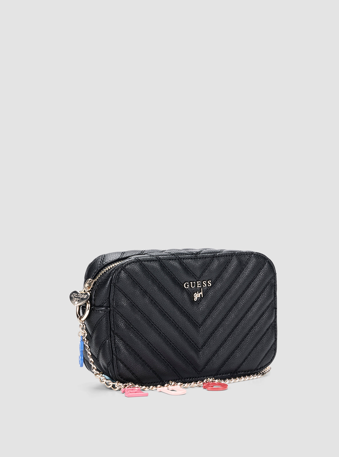 GUESS Accessories Black Quilted Camera Bag J4GZ23WFZL0 Front Side View