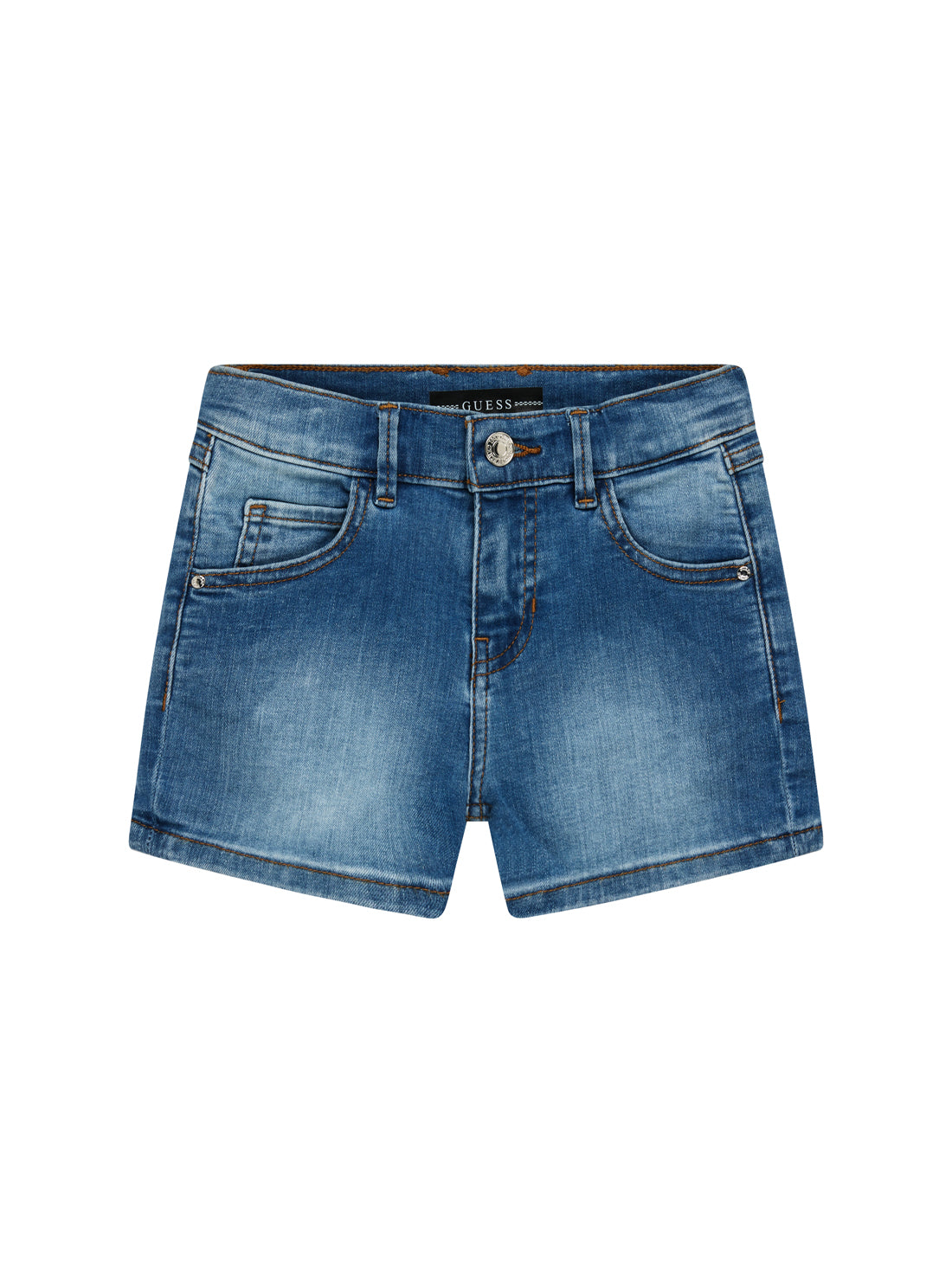 GUESS Kids Blue Stretch Denim Shorts (7-16) J4RD20D4CA0 Front View