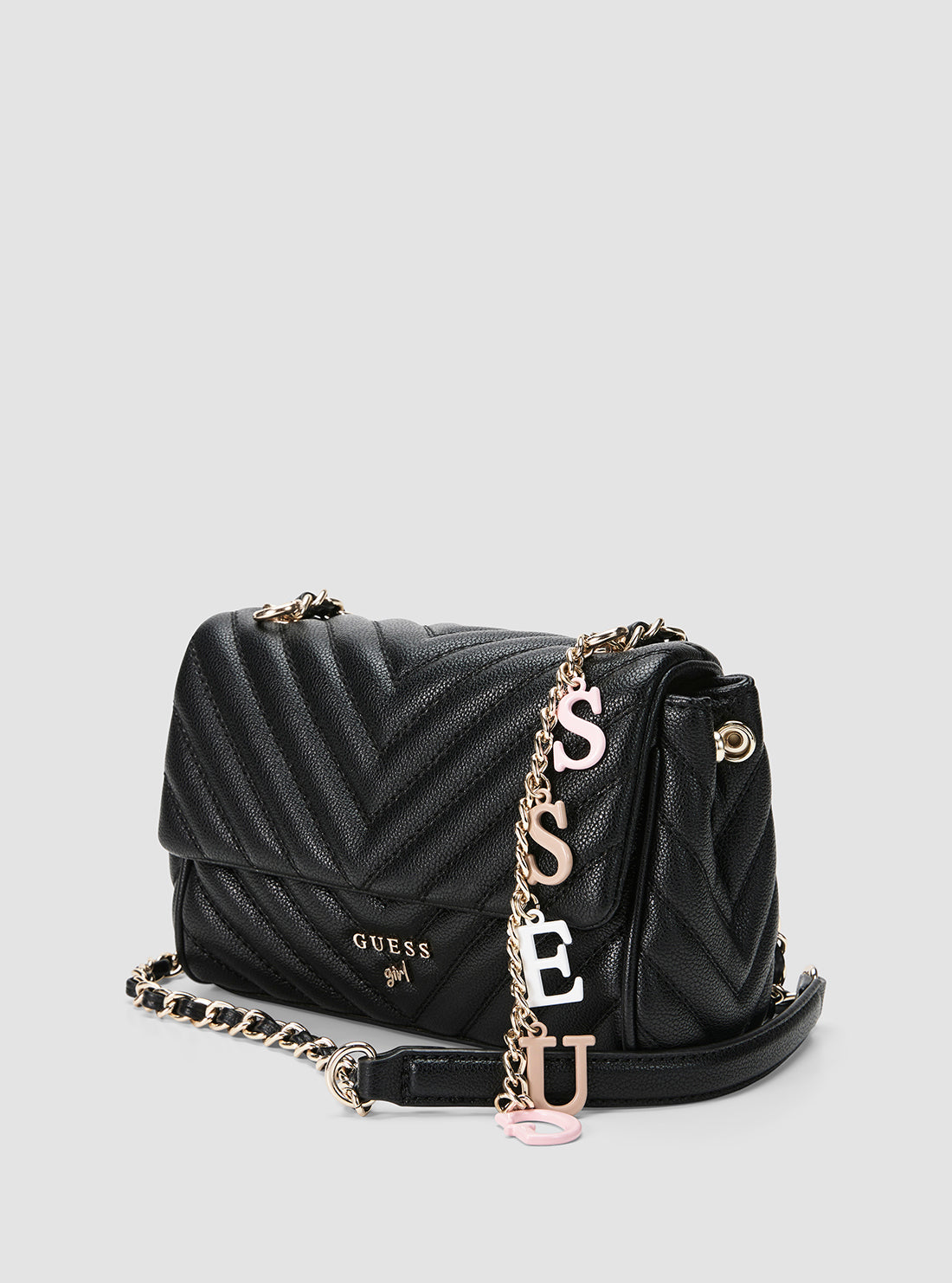 GUESS Accessories Black Combo Maddie Girlfriend Crossbody Bag J4YZ45WFZL0 Side View