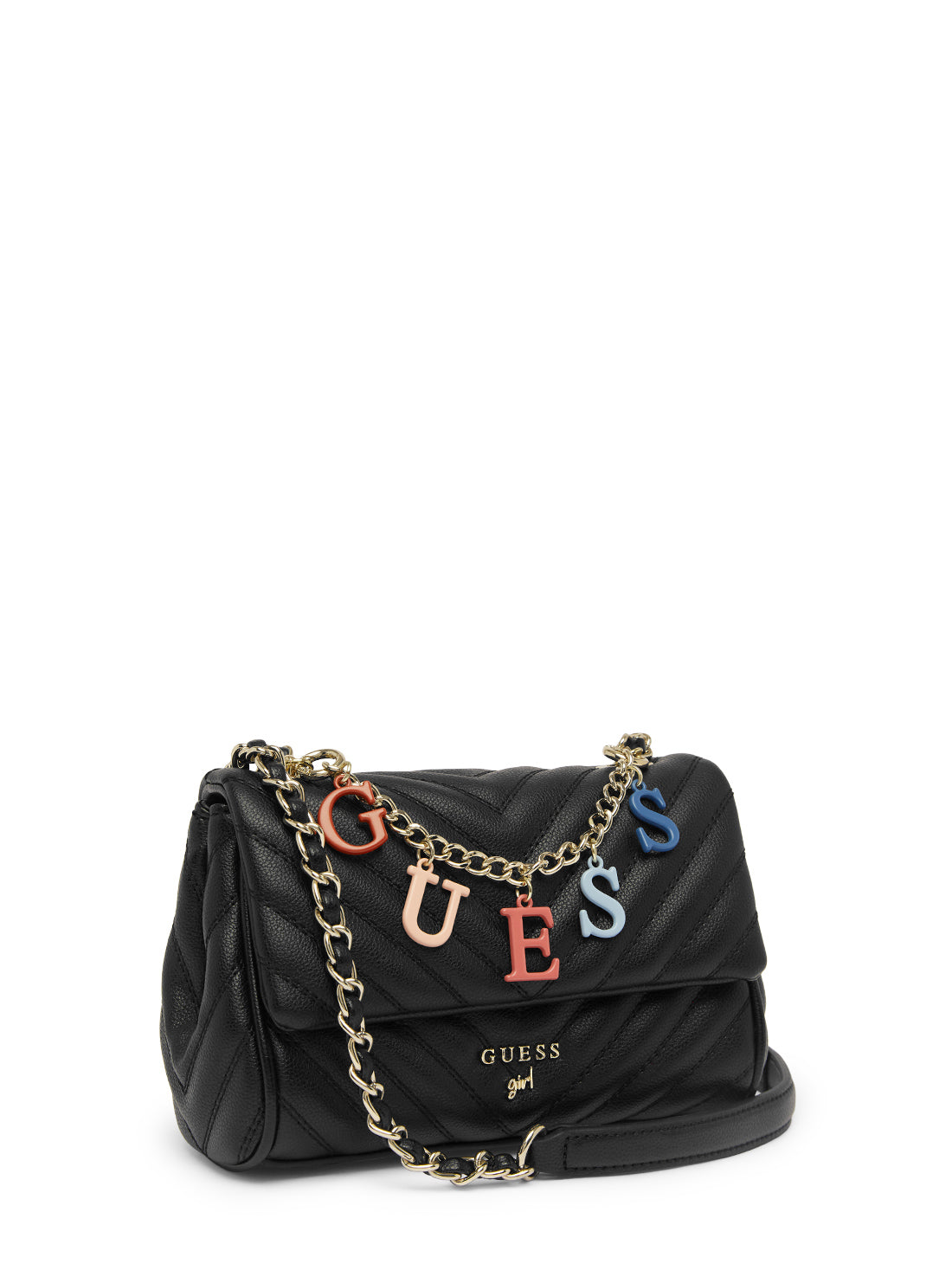 GUESS Kids Black Maddie Girlfriend Crossbody Bag J4YZ45WFZL0 Front Side View