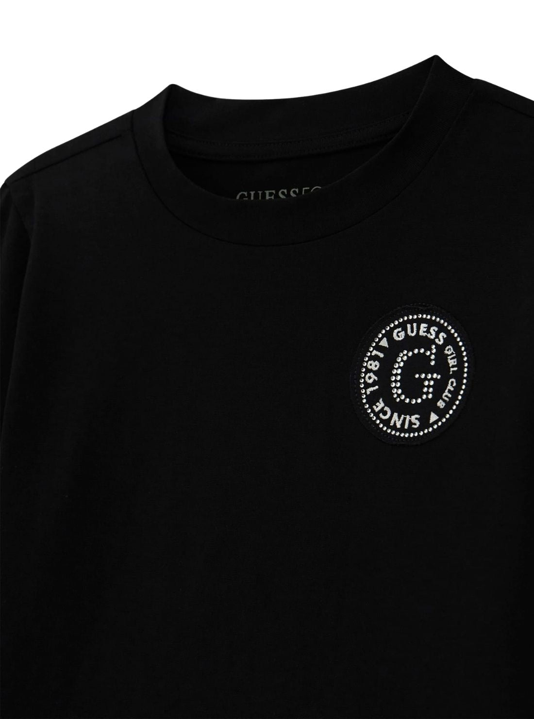 GUESS Kids Black Cropped Logo Long Sleeve T-Shirt J5BI40J1314  Detail View