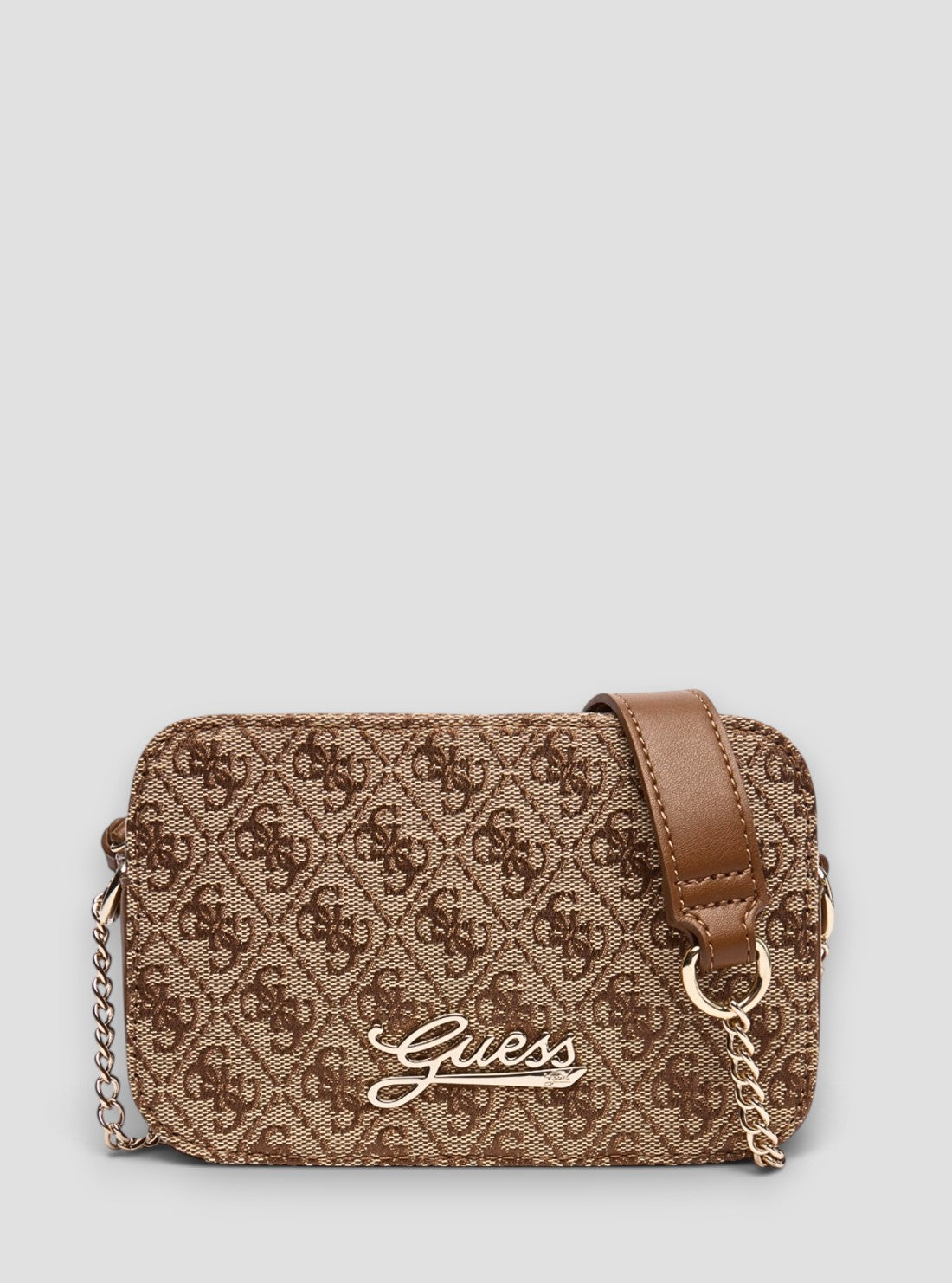 GUESS Kids Beige Blanco Logo Jacquard Camera Bag J5BZ30WFV20 Front View