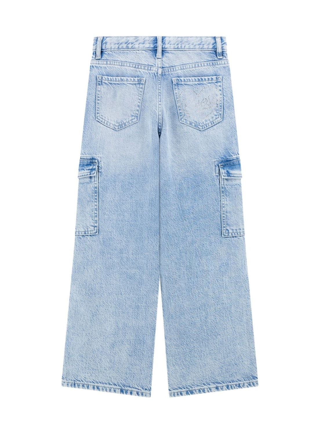 GUESS Kids Eco Tencel Denim Cargo Pants in Medium Wash (7-16) Back  View