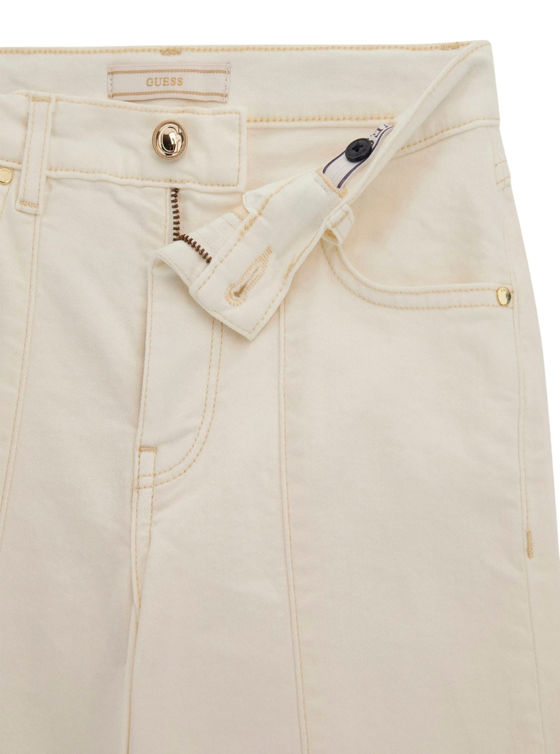 GUESS Kids Beige Stretch Bull Denim 90s Fit Pants (7-16) Detail View