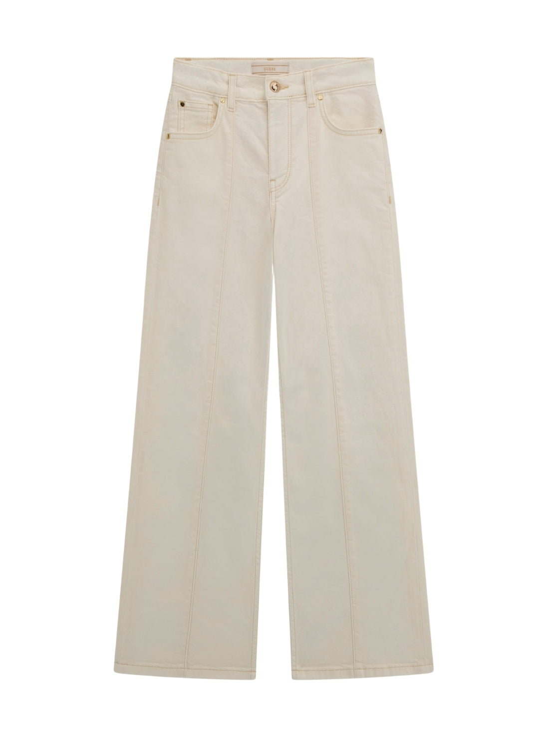 GUESS Kids Beige Stretch Bull Denim 90s Fit Pants (7-16) J5GB00WG8A0 Front View