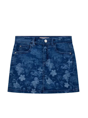 GUESS Kids Blue Stretch Denim Laser Skirt (7-16) J5GD06D52V0 Front View