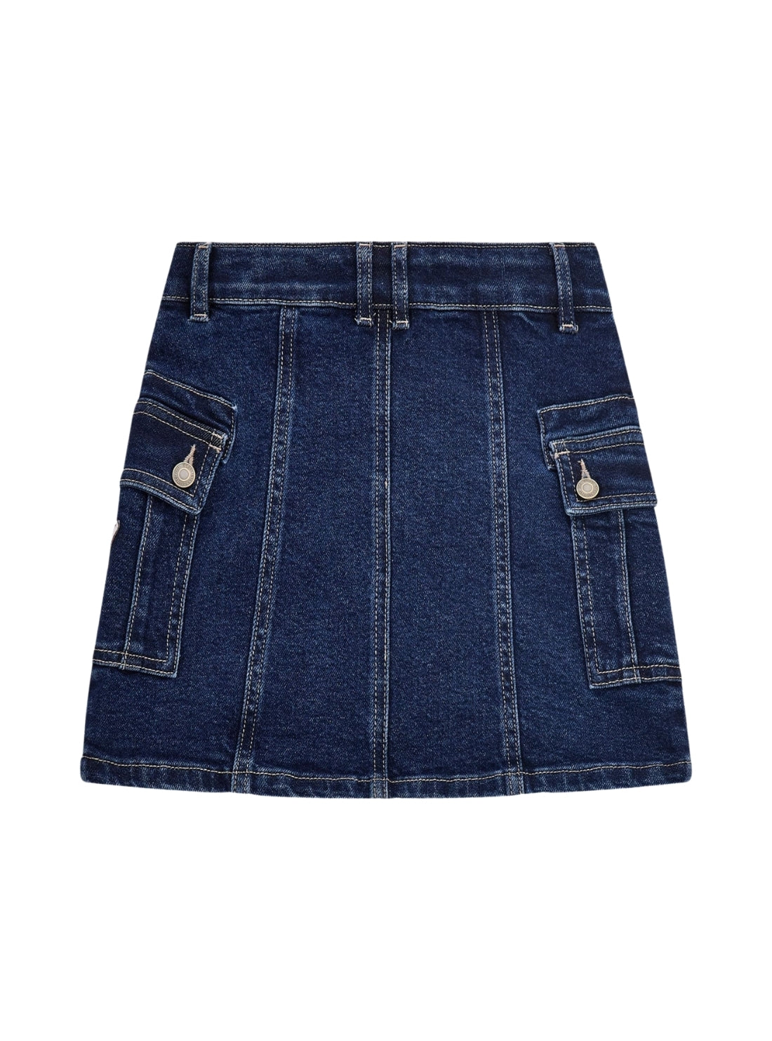 GUESS Kids Stretch Denim Mini Skirt in Indigo Wash (7-16) J5GD07D5NK0  Back View