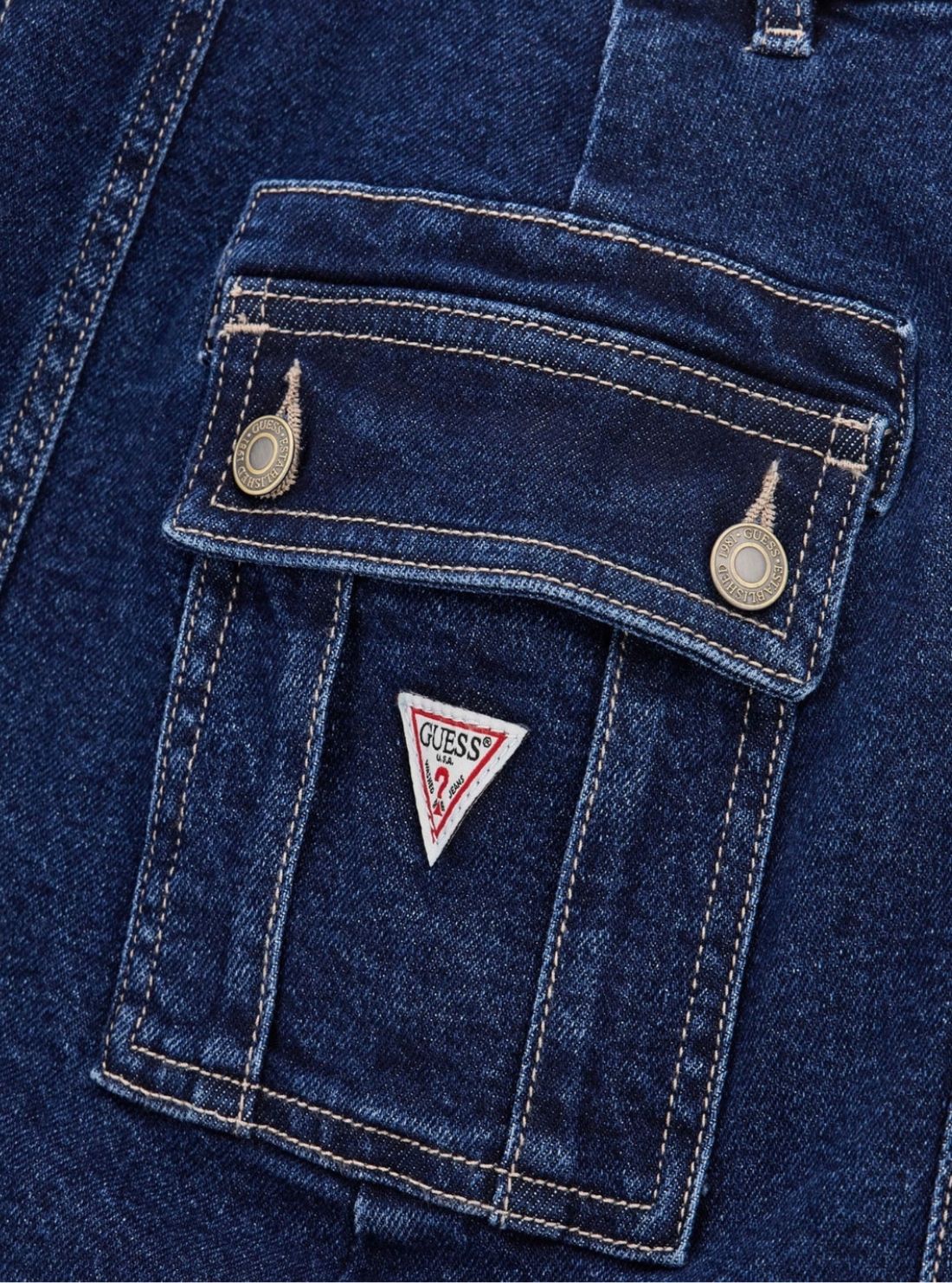 GUESS Kids Stretch Denim Mini Skirt in Indigo Wash (7-16) J5GD07D5NK0  Detail View_2