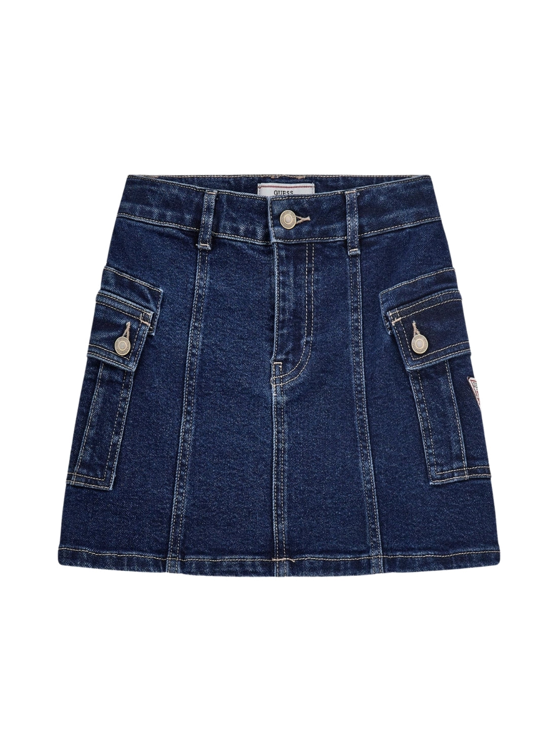 GUESS Kids Stretch Denim Mini Skirt in Indigo Wash (7-16) J5GD07D5NK0 Front View