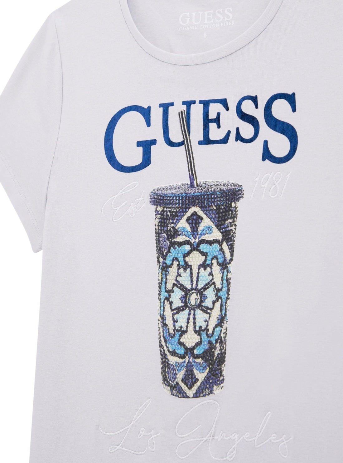 GUESS Kids White Sequin Tumbler Logo T-Shirt (7-16) J5GI08K6YW4 Detail View