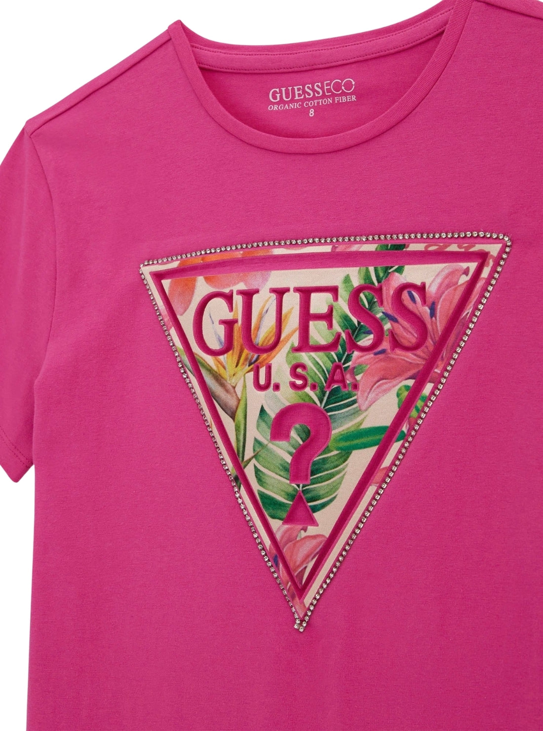 GUESS Kids Eco Pink High Low Logo T-Shirt (7-16) J5GI15K6YW4 Detail View
