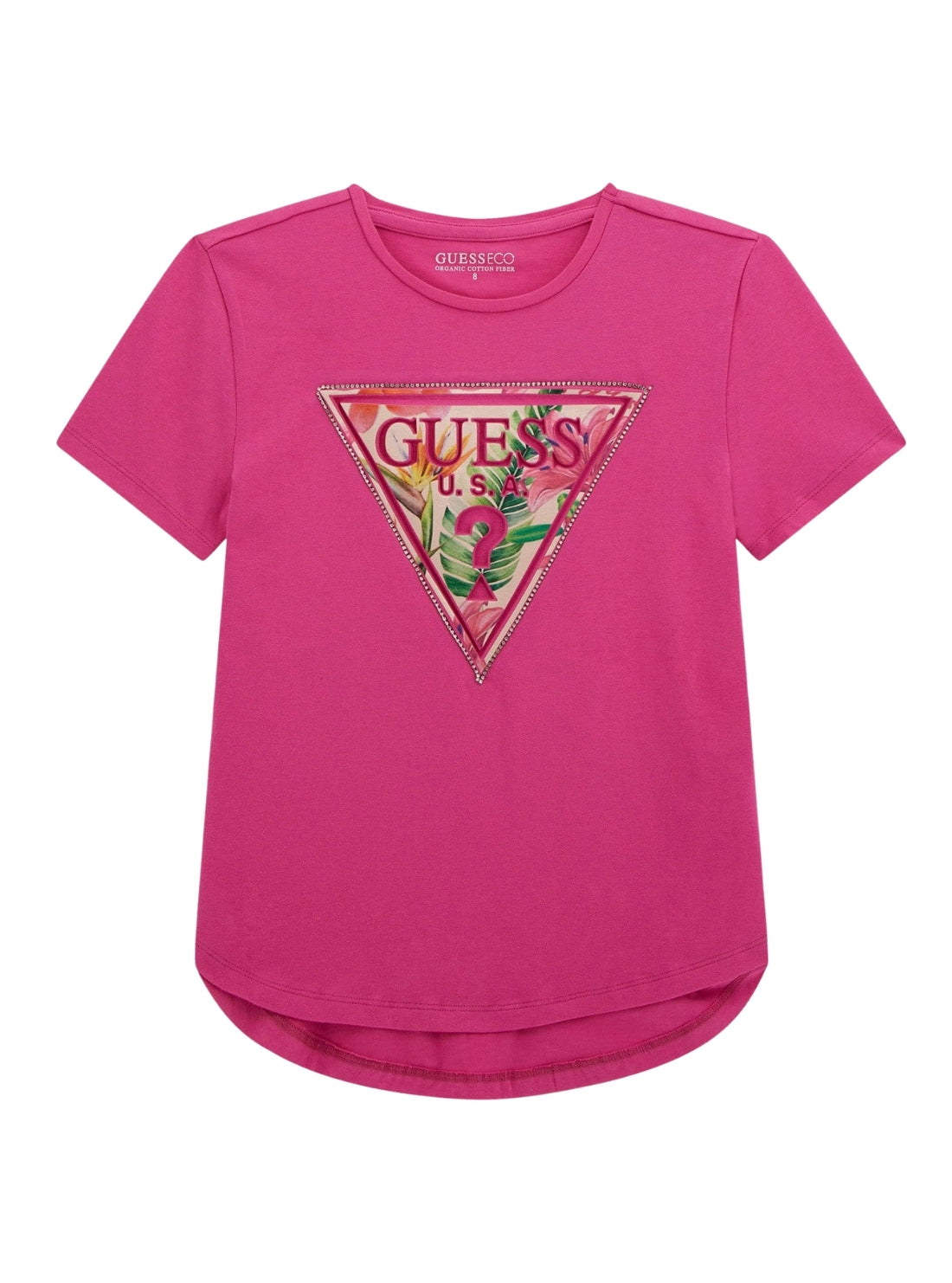 GUESS Kids Eco Pink High Low Logo T-Shirt (7-16) J5GI15K6YW4 Front View