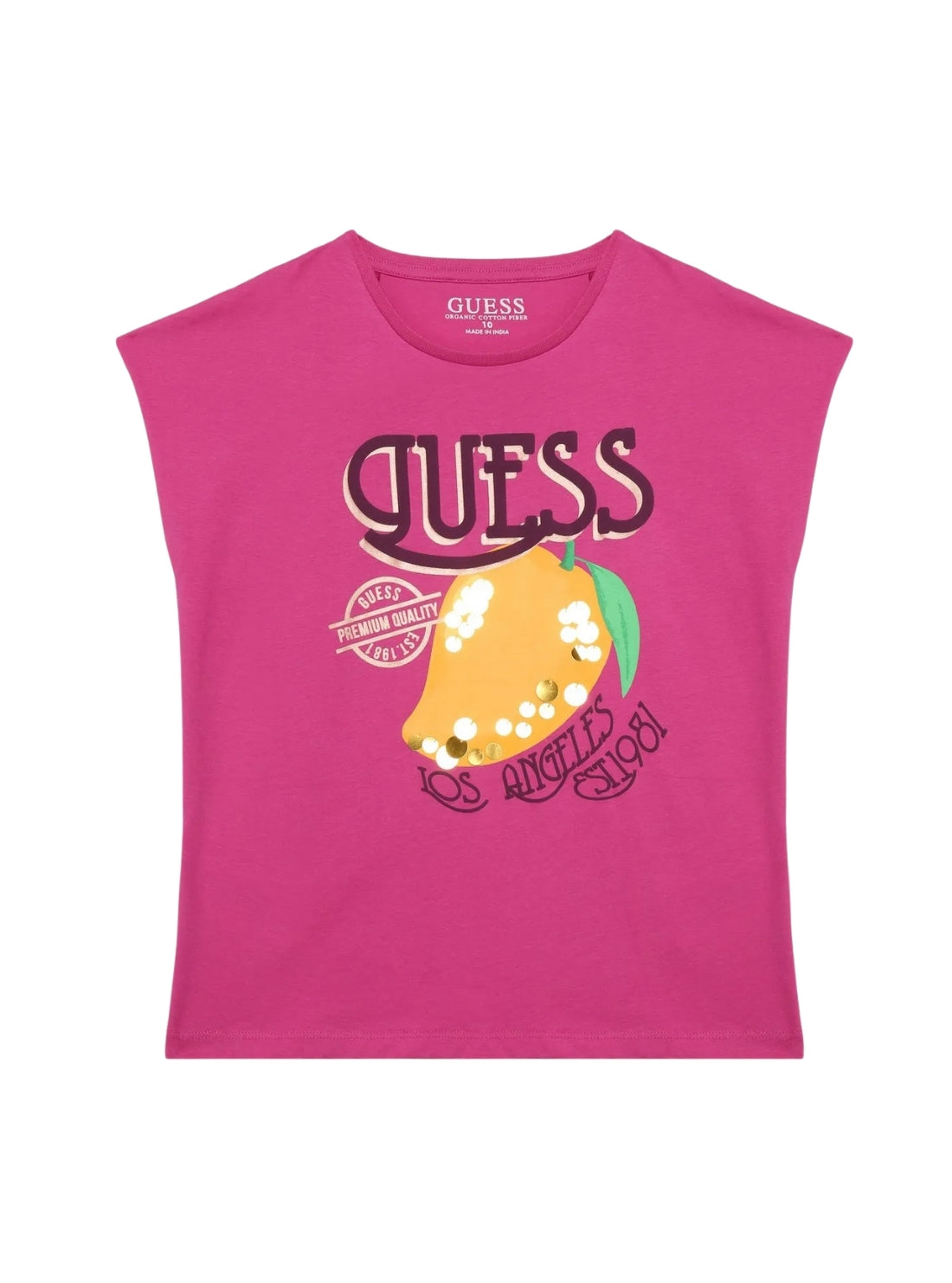 GUESS Kids Pink Mango T-Shirt (7-16) J5GI21K8HM4 Front View
