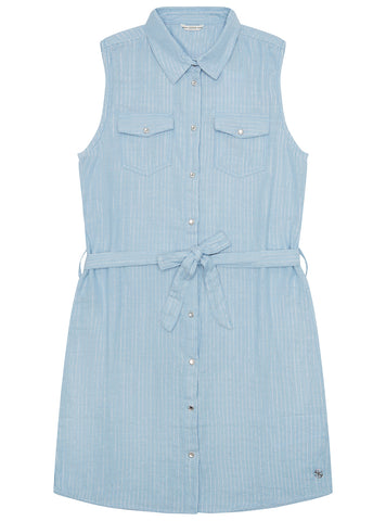 GUESS Kids Blue Lurex Bonded Gauze Dress (7–16) J5GK10WH6S0 Front View