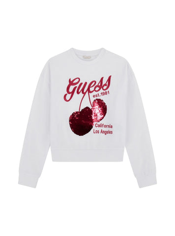 GUESS Kids White Long Sleeve Active Sweatshirt (7-16) J5GQ00KA6R4 Front View