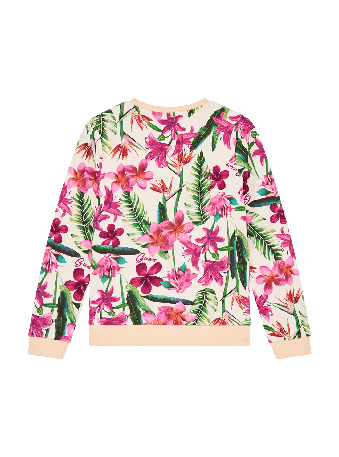 GUESS Kids Eco Pink Floral Long Sleeve Active Top (7-16) J5GQ01KA6R4 Back View