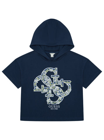 GUESS Kids Blue Hooded Active Top (7–16) J5GQ02KA6R4 Front View
