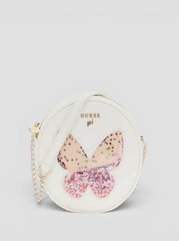GUESS Kids White Mini Crossbody Circle Bag J5GZ19WH7G0 Front View