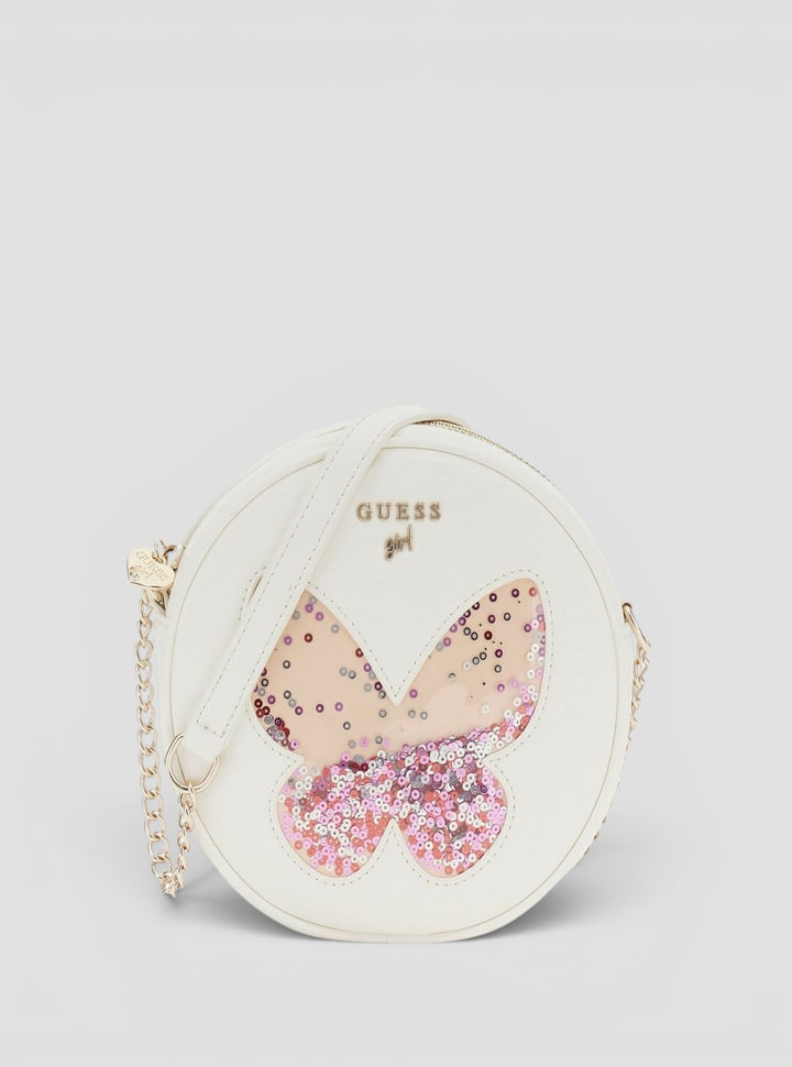 GUESS Kids White Mini Crossbody Circle Bag J5GZ19WH7G0 Front View