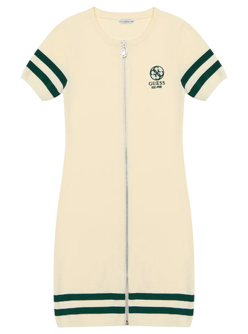 White Short Sleeve Knit Sweater Dress (7–16)