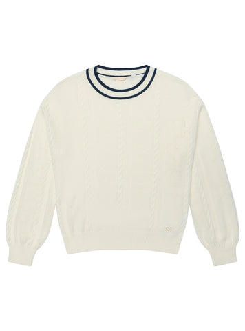 White Long Sleeve Knit Sweater (7-16)
