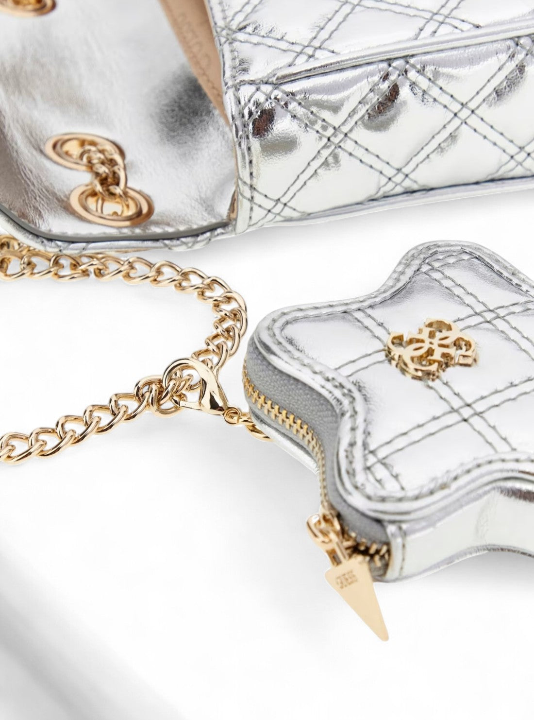Silver Mini Quilt Convertible Bag