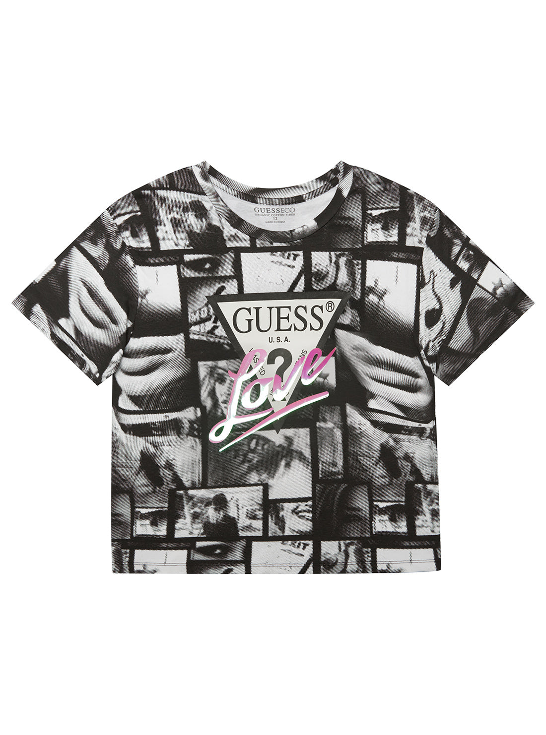 GUESS Kids Black Midi Photo Collage T-Shirt (7-16) J5YI07K6YW4 Front View