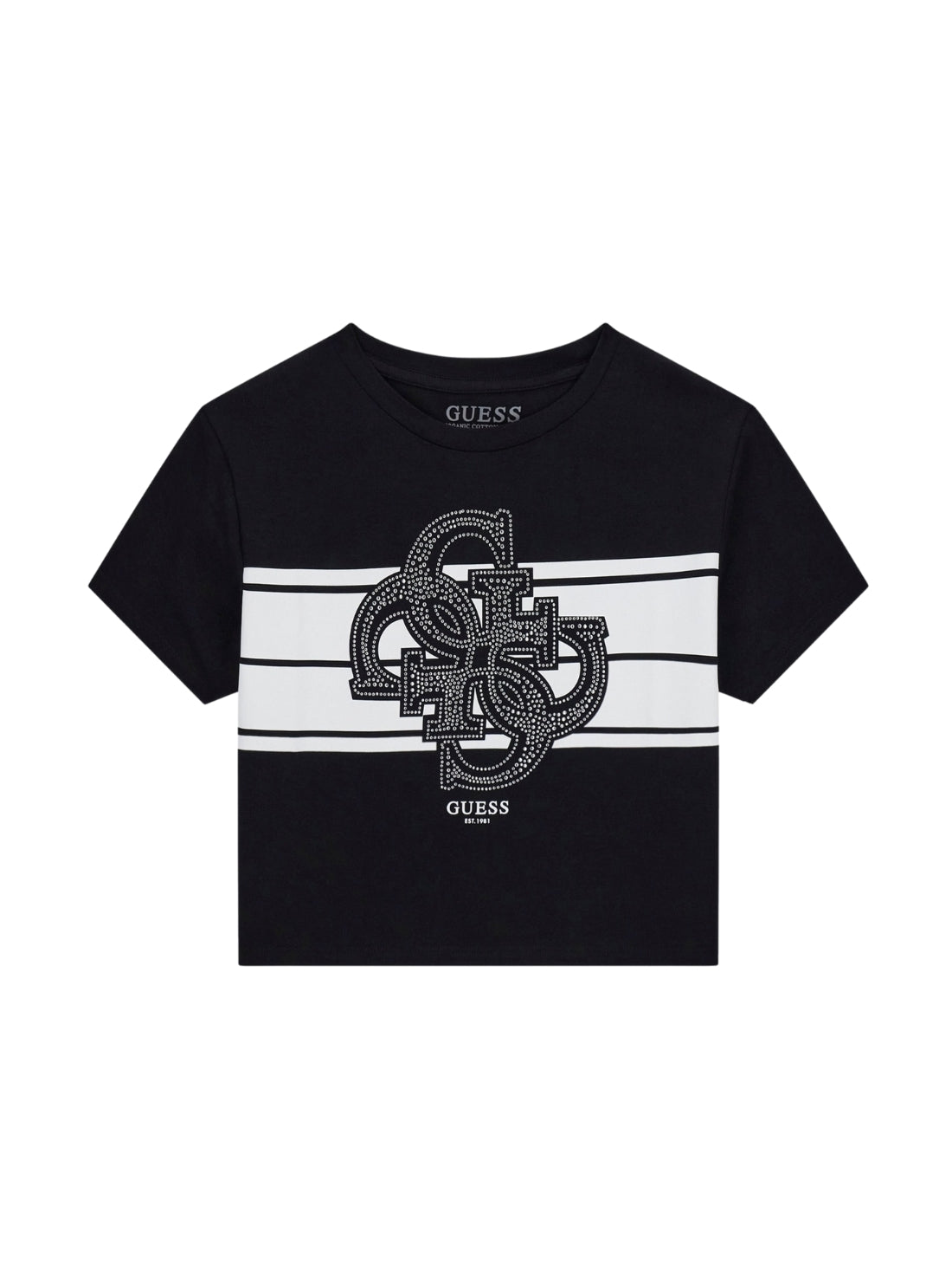 GUESS Kids Black Logo Midi T-Shirt (7-16) J5YI09K6YW4 Front View