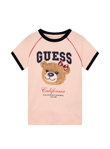 GUESS Kids Orange Bear Graphic T-Shirt (7-16) J5YI21K8HM4 Front View