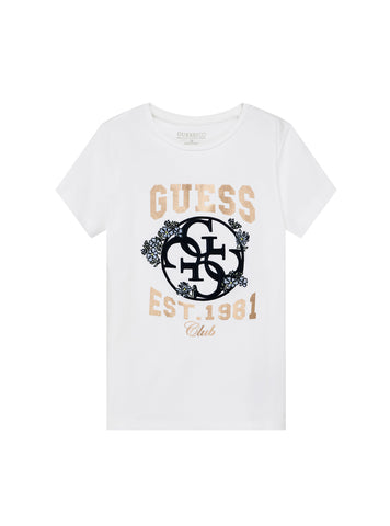 GUESS Kids White Short Sleeve Graphic T-Shirt (7-16) J5YI25K6YW4 Front View