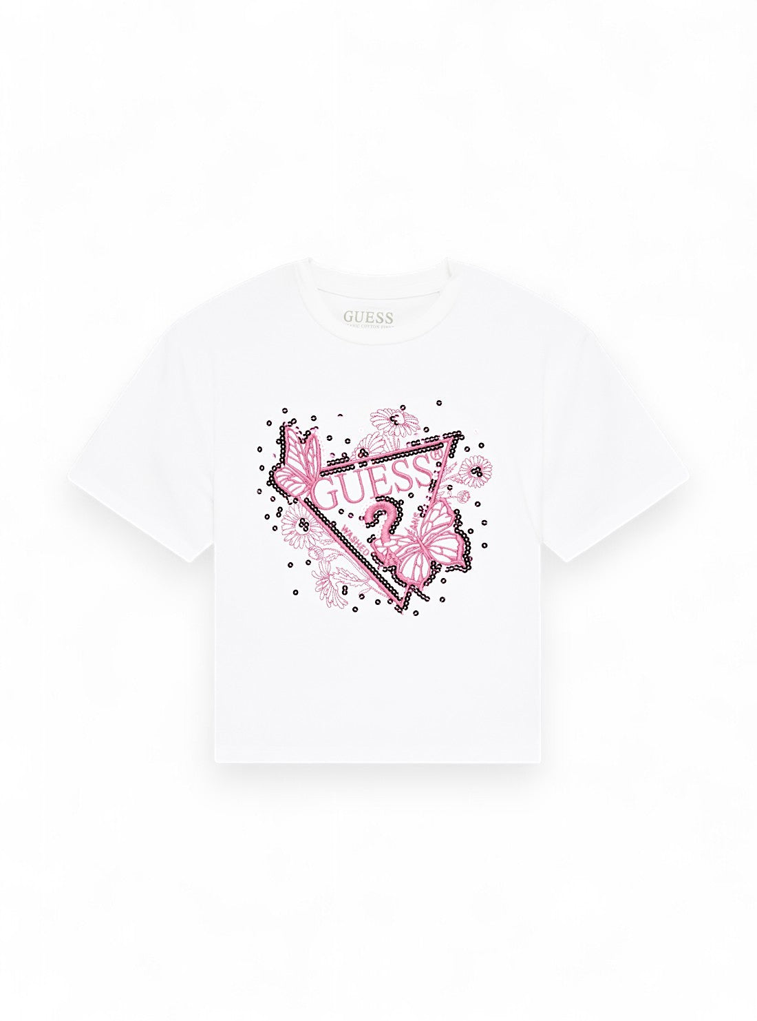 GUESS Kids Eco White Midi Short Sleeve T-Shirt (7-16) J5YI35K6YW4 Front View