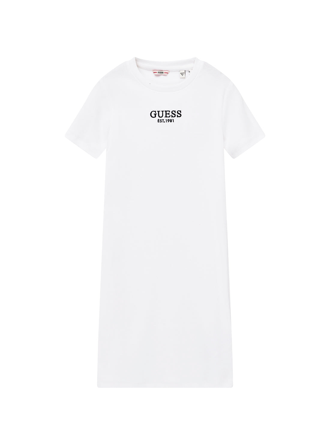 GUESS Kids White Rib Short Sleeve Dress (7-16) J5YK11KBZP4 Front View