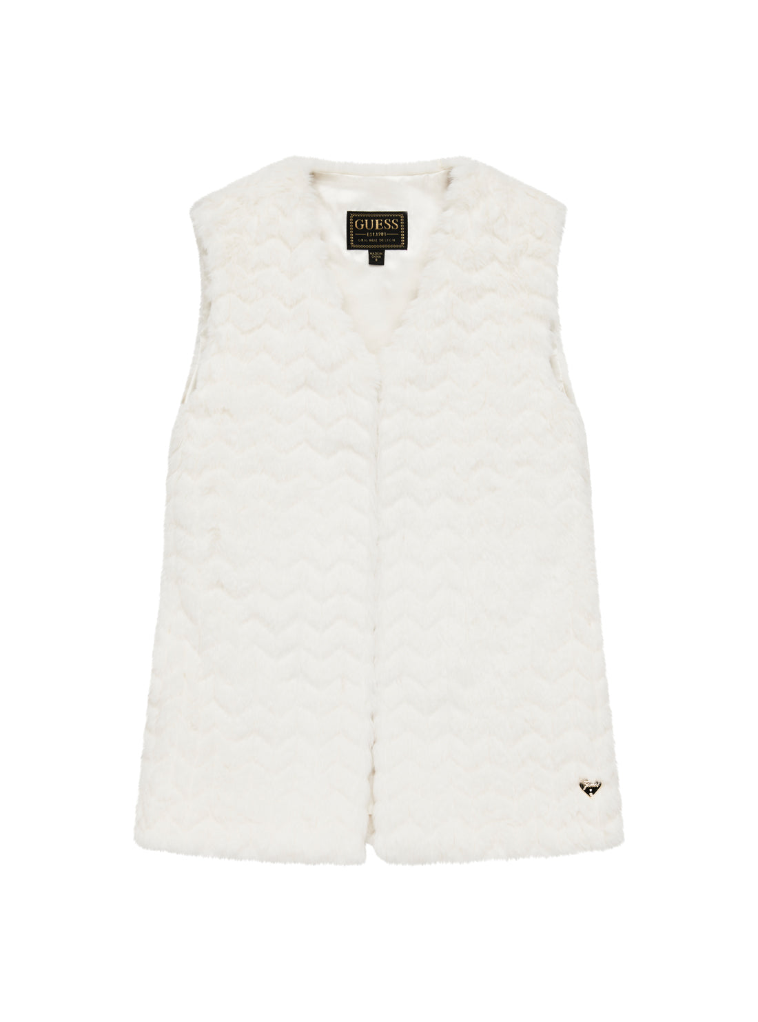 GUESS Kids White Faux Fur Sleeveless Vest (7-16) J5YN05WAX80 Front View