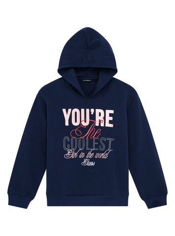 GUESS Kids Blue Long Sleeve Active Hooded Top (7-16) J5YQ06KA6R4 Front View