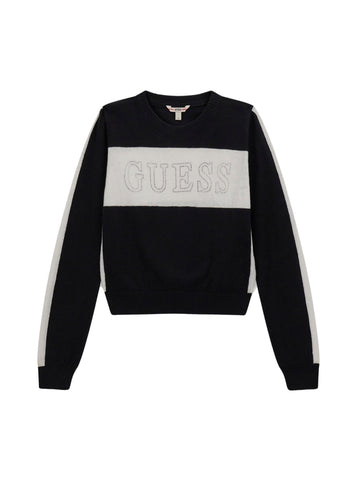 GUESS Womens Black Long Sleeve Knitted Sweater (7-16) Front View