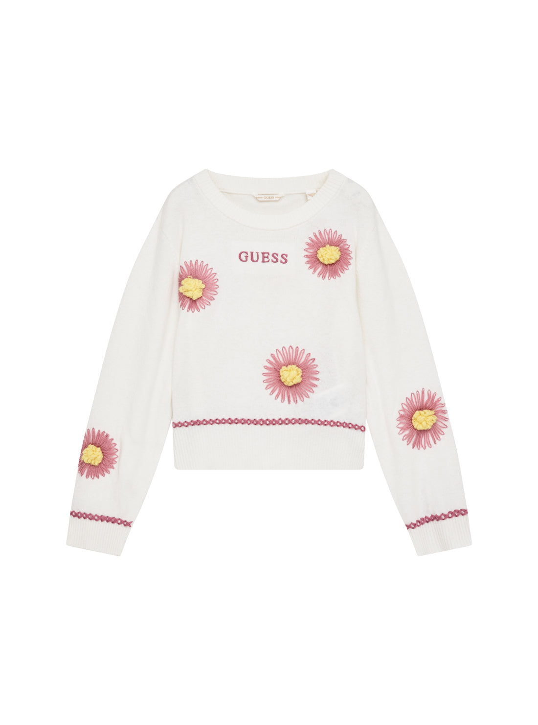 GUESS Kids White Long Sleeve Knitted Sweater (7-16) J5YR10Z0110 Front View
