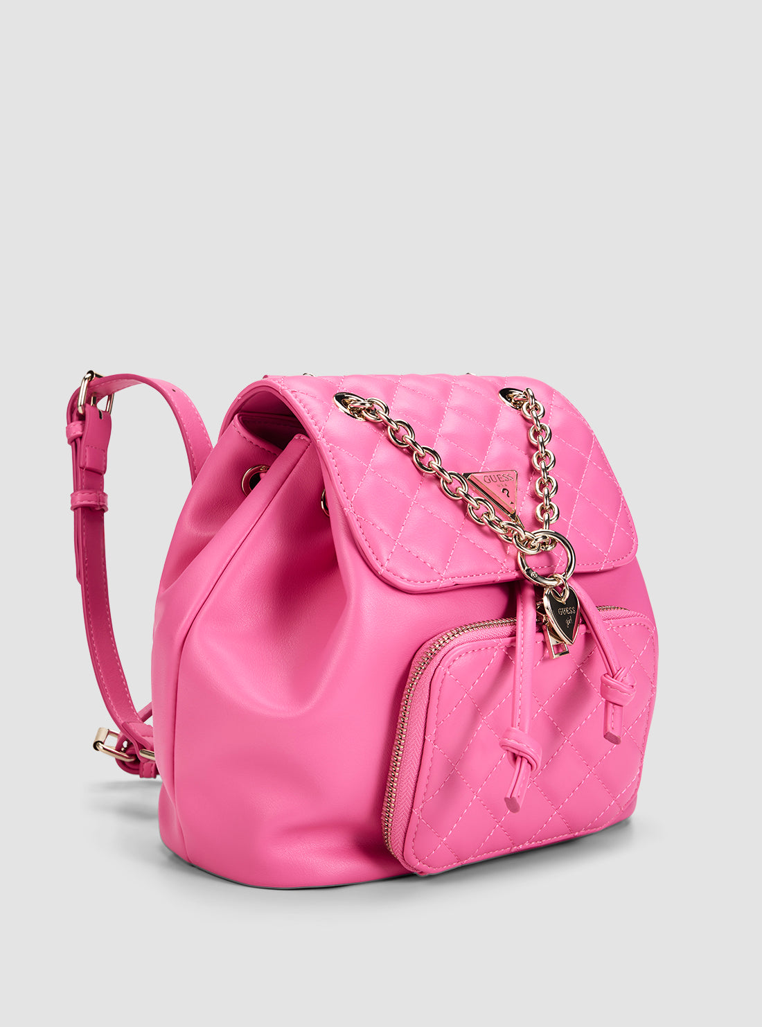 GUESS Kids Pink Quilted Backpack J5YZ04WGT10 Front Side View