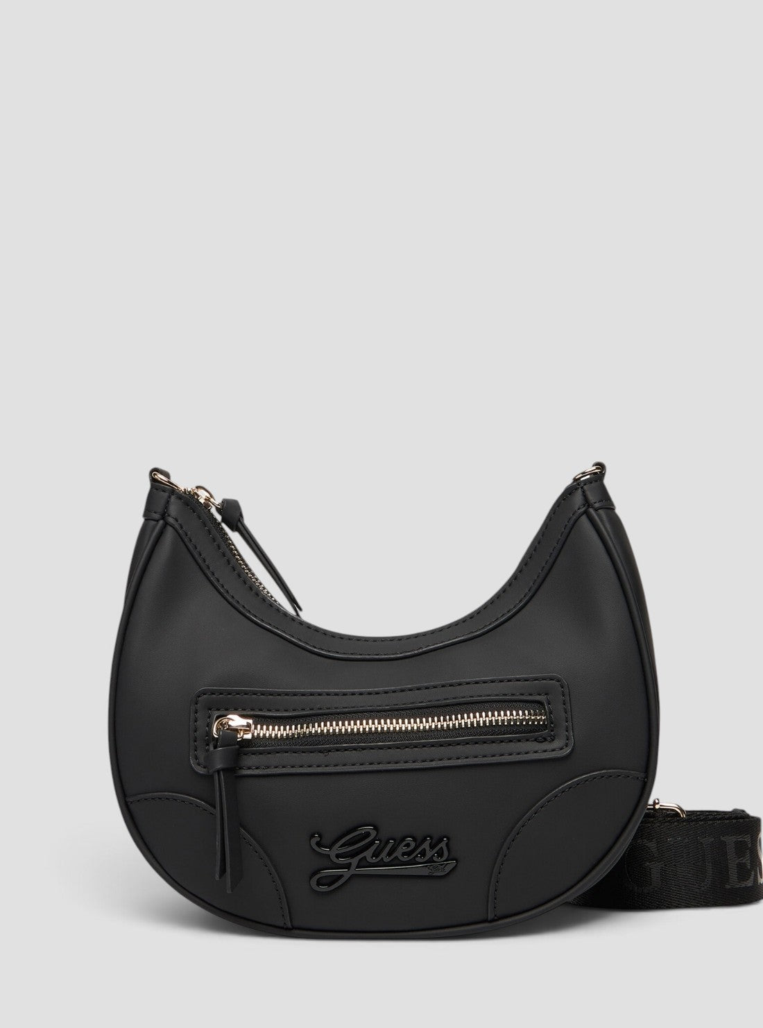 GUESS Kids Black Logo Hobo Crossbody Bag J5YZ05WGVT0 Front View